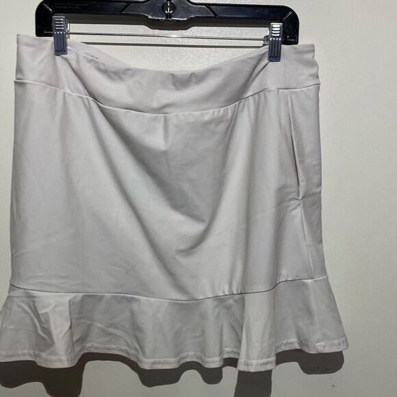 Aryeh Women's White Ruffle Elastic Waistband Mini Skort Skirt Size Large - Picture 6 of 8
